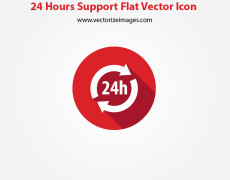 24 Hours Support Flat Vector Icon