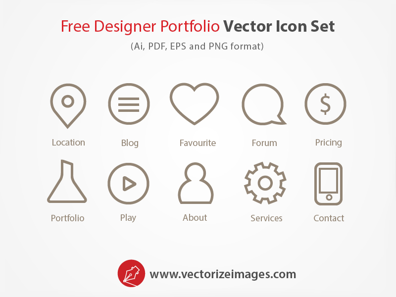 Free Designer Portfolio Vector Icon Set