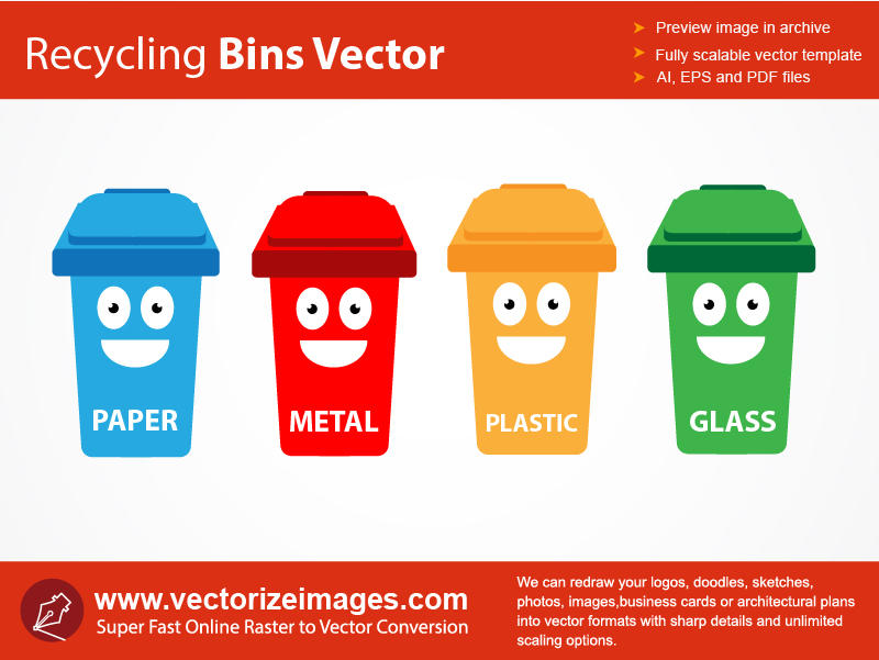 Recycling Bins And Containers Vector Art